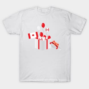 Canada day Gift box, Flag of Canada and Balloons T-Shirt